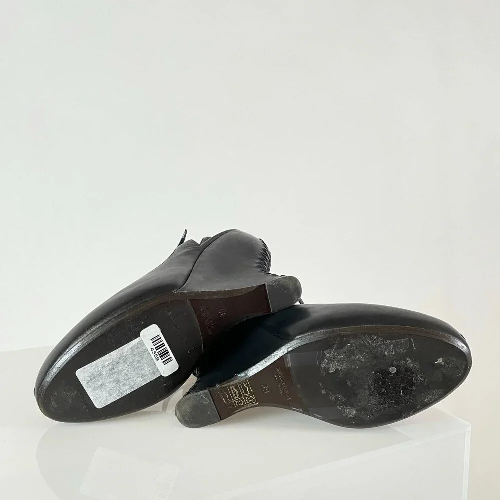 Runway | Bottega Veneta 2010 Corset Wedge Heels Black Leather Curved Platform 39